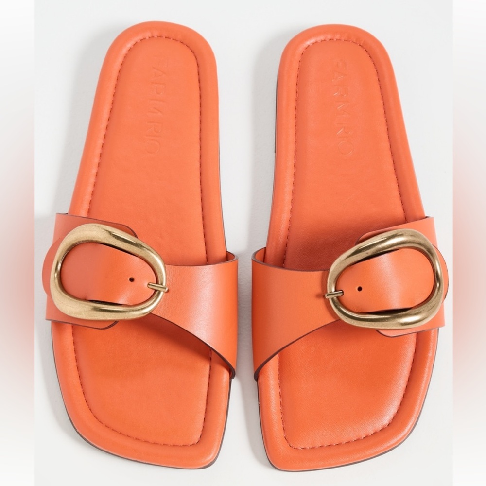 FARM Rio Orange Sandals with Gold Accent